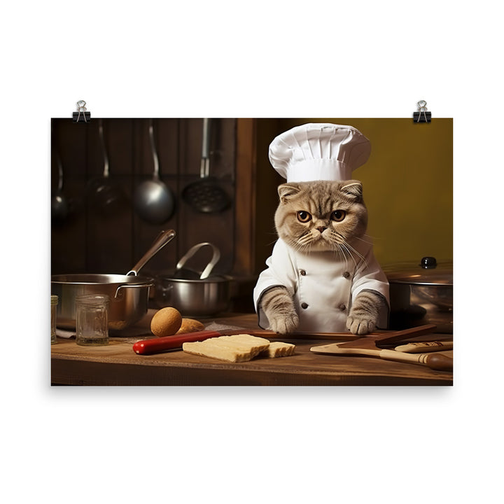 Scottish Fold Chef Photo paper poster - PosterfyAI.com