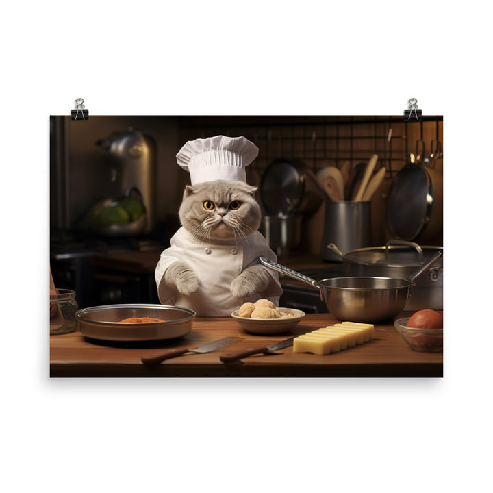Scottish Fold Chef Photo paper poster - PosterfyAI.com