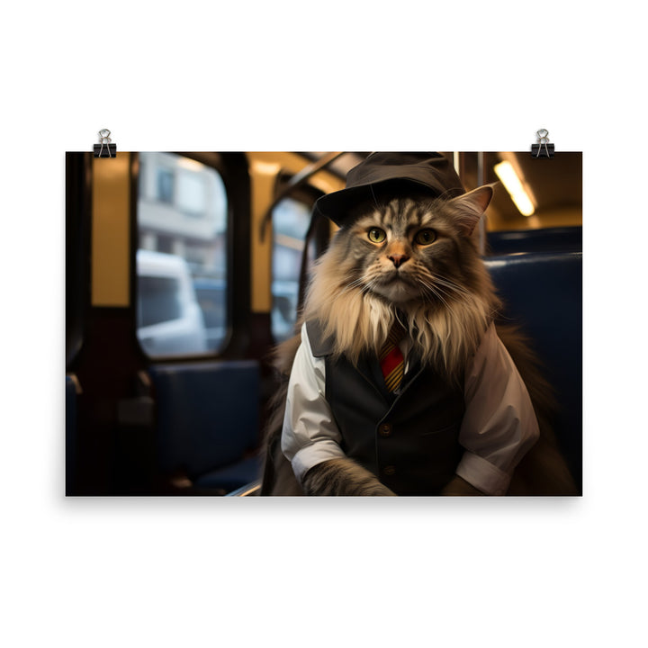 Maine Coon Transit Operator Photo paper poster - PosterfyAI.com