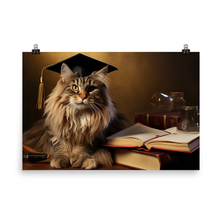 Maine Coon Student Photo paper poster - PosterfyAI.com