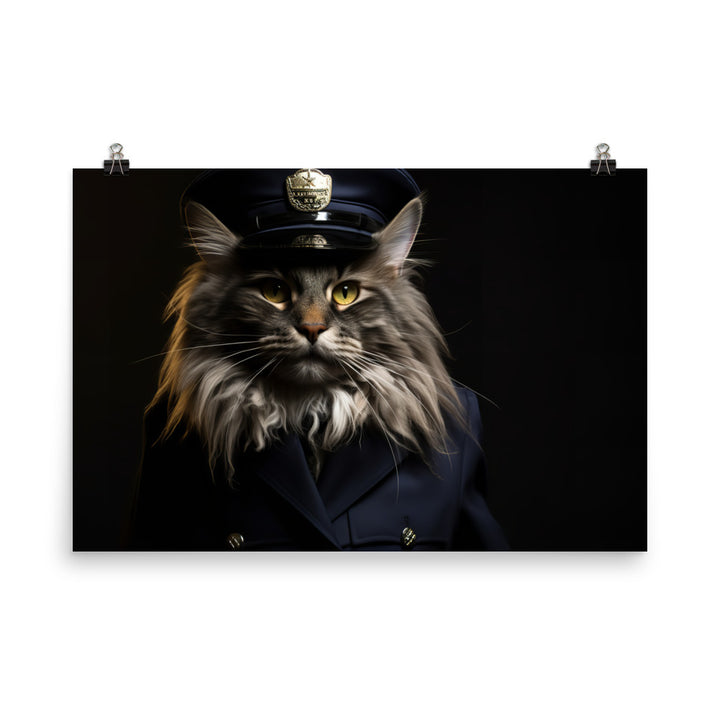 Maine Coon Security Officer Photo paper poster - PosterfyAI.com