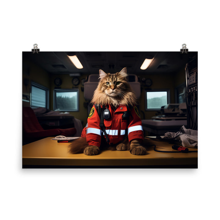 Maine Coon Paramedic Photo paper poster - PosterfyAI.com
