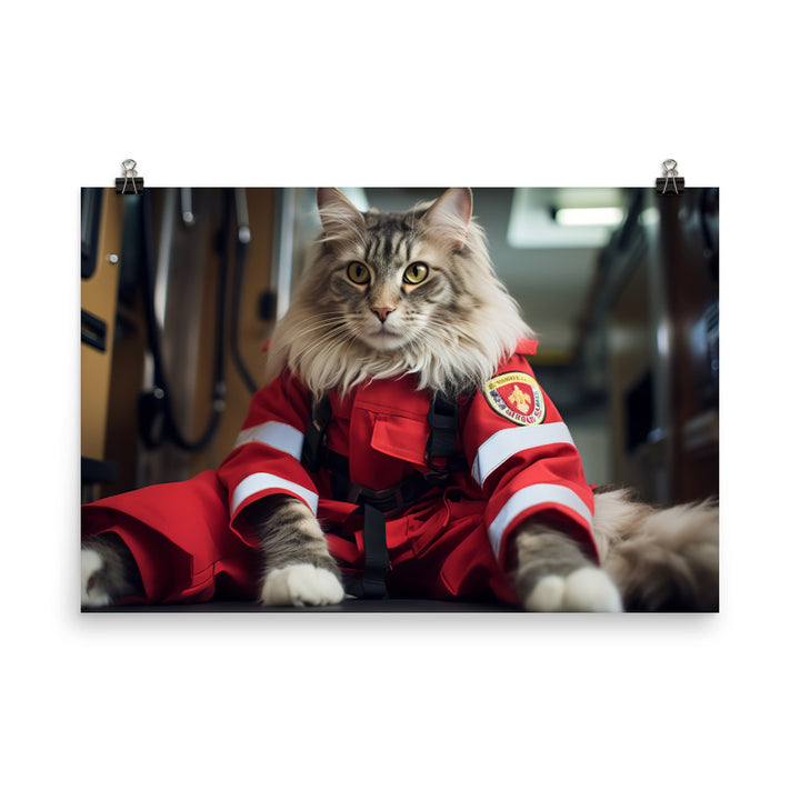 Maine Coon Paramedic Photo paper poster - PosterfyAI.com