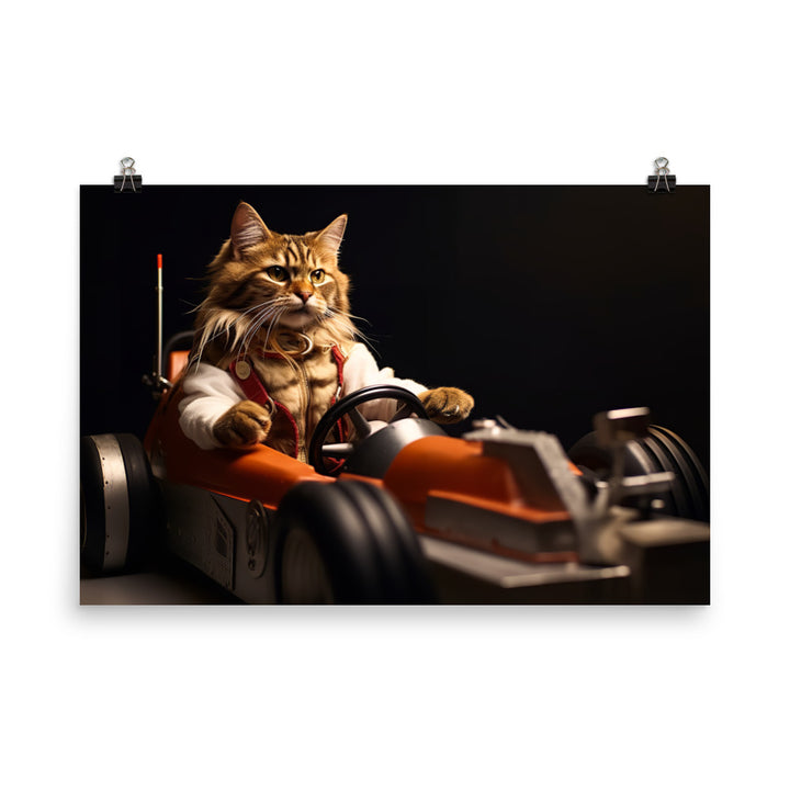 Maine Coon Motorsport Athlete Photo paper poster - PosterfyAI.com