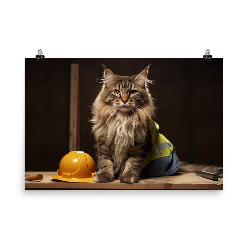 Maine Coon Contractor Photo paper poster - PosterfyAI.com