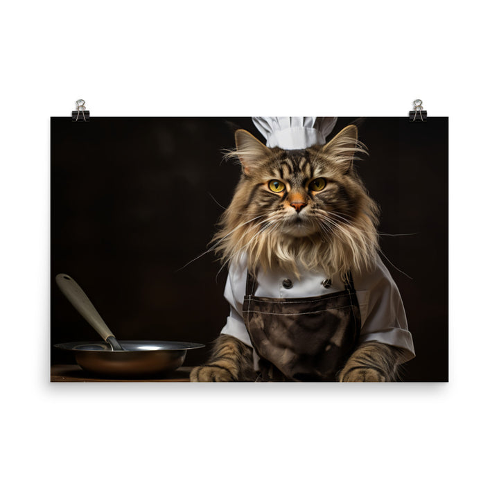 Maine Coon Chef Photo paper poster - PosterfyAI.com