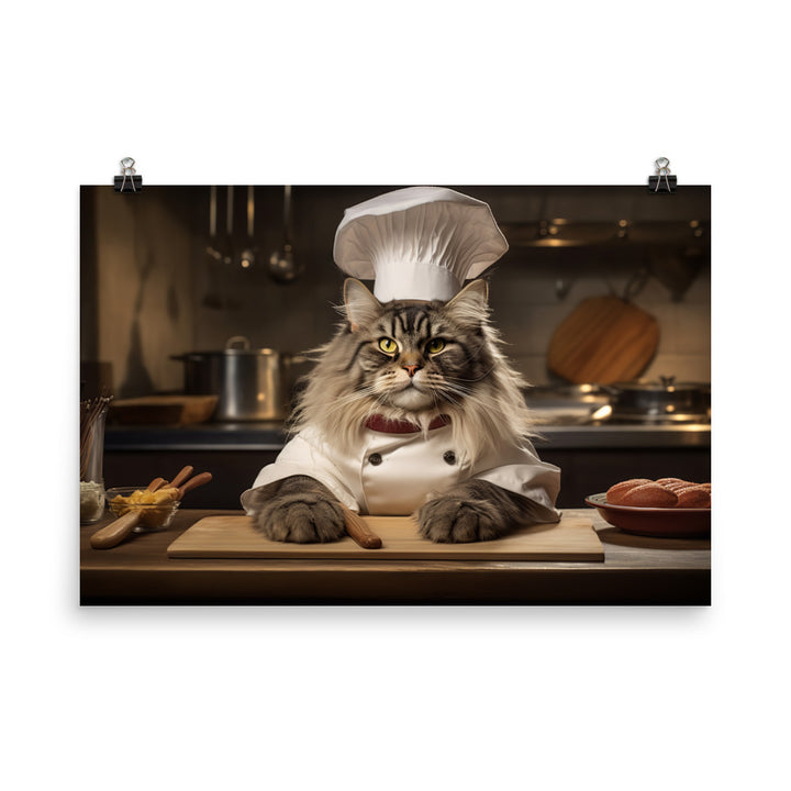 Maine Coon Chef Photo paper poster - PosterfyAI.com