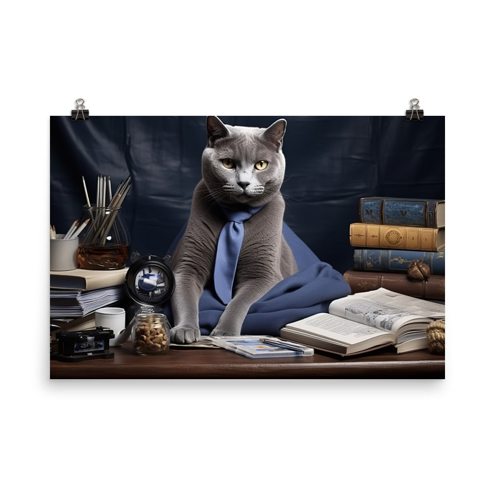 Russian Blue Student Photo paper poster - PosterfyAI.com