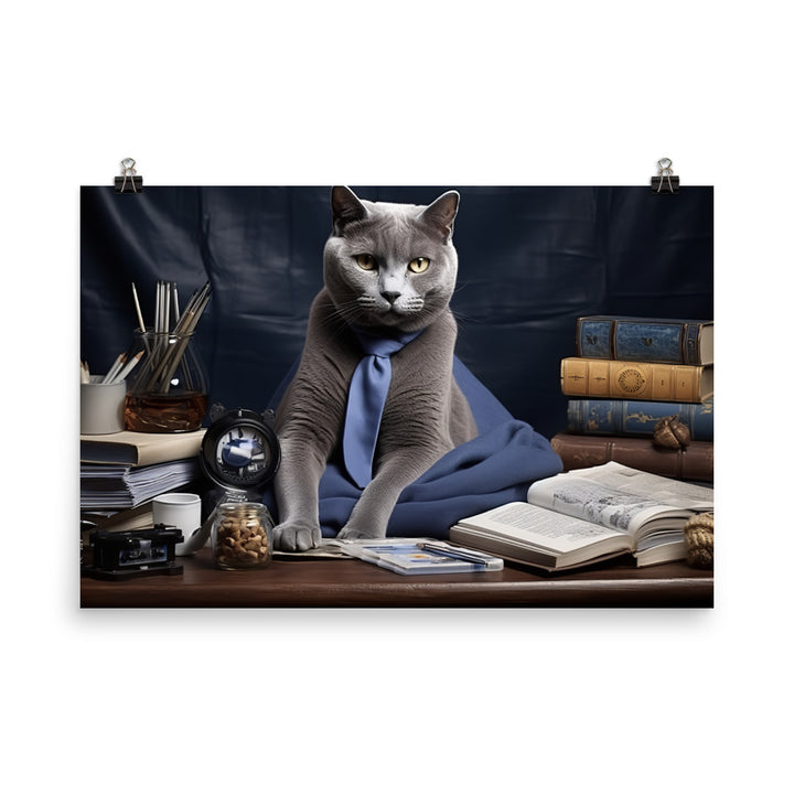 Russian Blue Student Photo paper poster - PosterfyAI.com