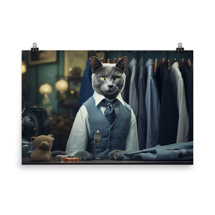 Russian Blue Sales Consultant Photo paper poster - PosterfyAI.com