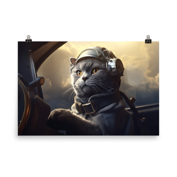 Russian Blue Pilot Photo paper poster - PosterfyAI.com