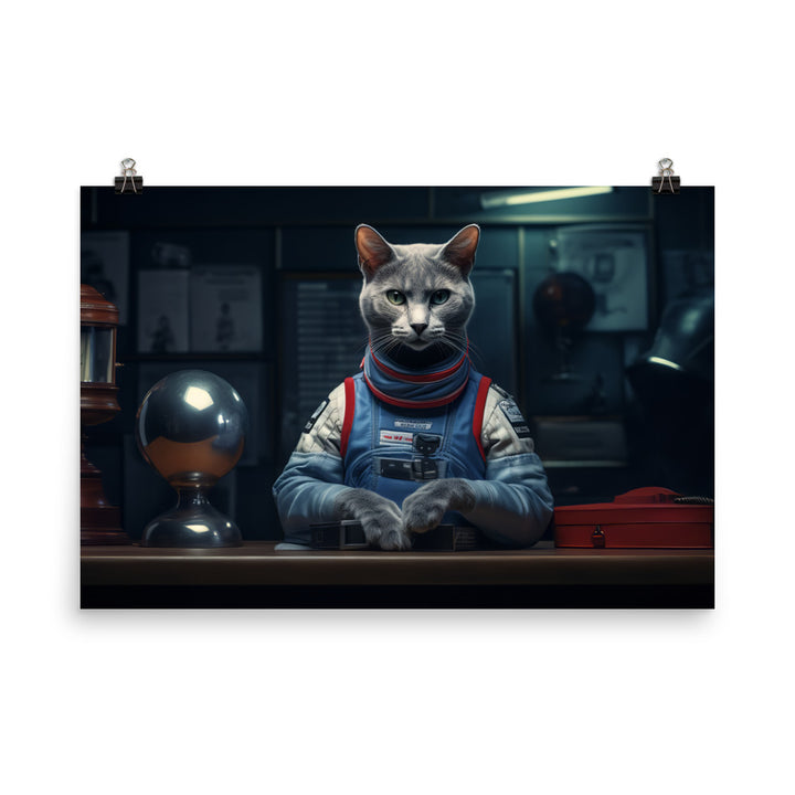 Russian Blue Motorsport Athlete Photo paper poster - PosterfyAI.com