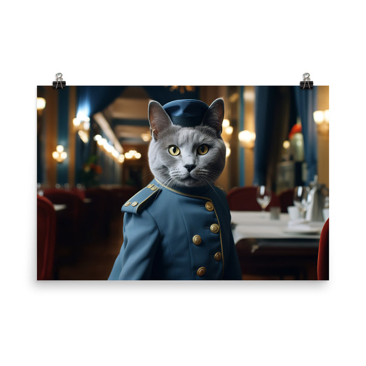 Russian Blue Hotel Staff Photo paper poster - PosterfyAI.com