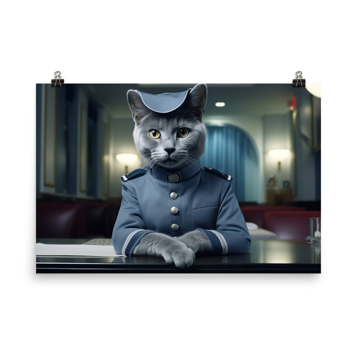 Russian Blue Hotel Staff Photo paper poster - PosterfyAI.com