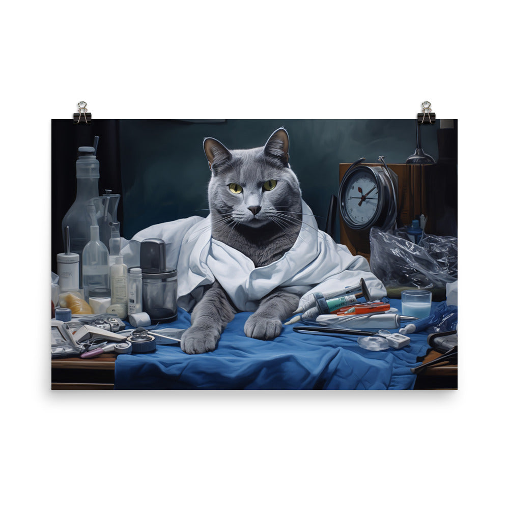 Russian Blue Doctor Photo paper poster - PosterfyAI.com
