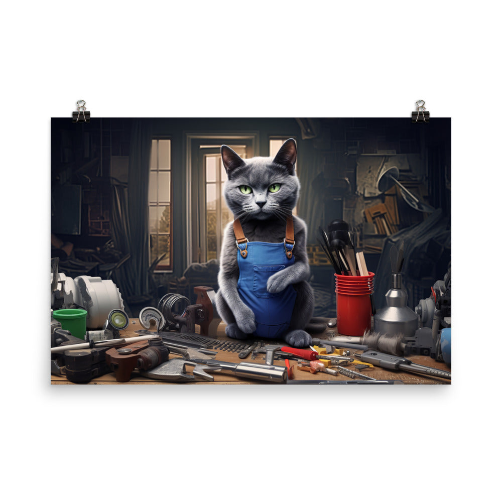 Russian Blue Contractor Photo paper poster - PosterfyAI.com