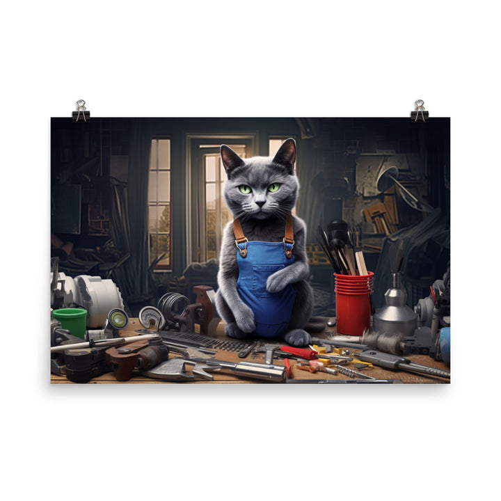 Russian Blue Contractor Photo paper poster - PosterfyAI.com