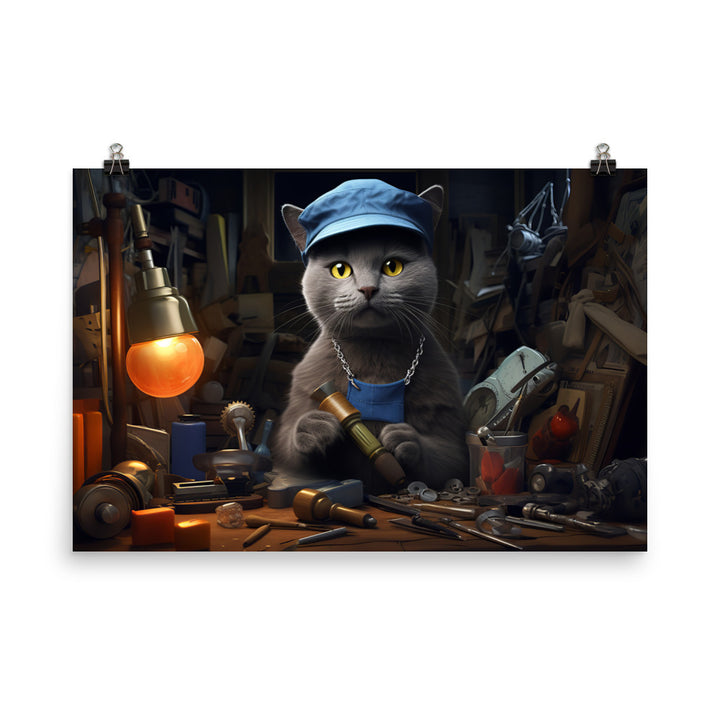 Russian Blue Contractor Photo paper poster - PosterfyAI.com