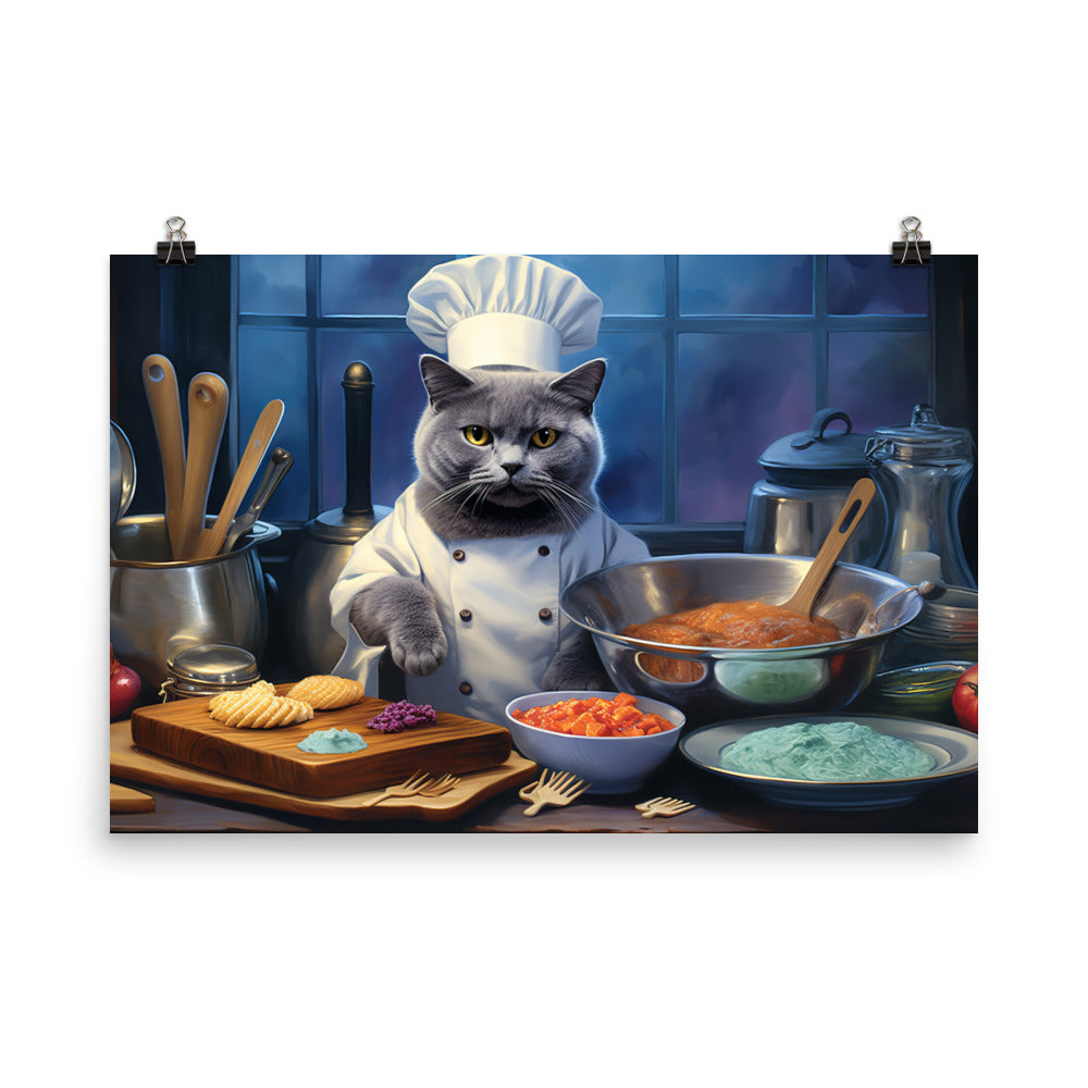 Russian Blue Chef Photo paper poster - PosterfyAI.com