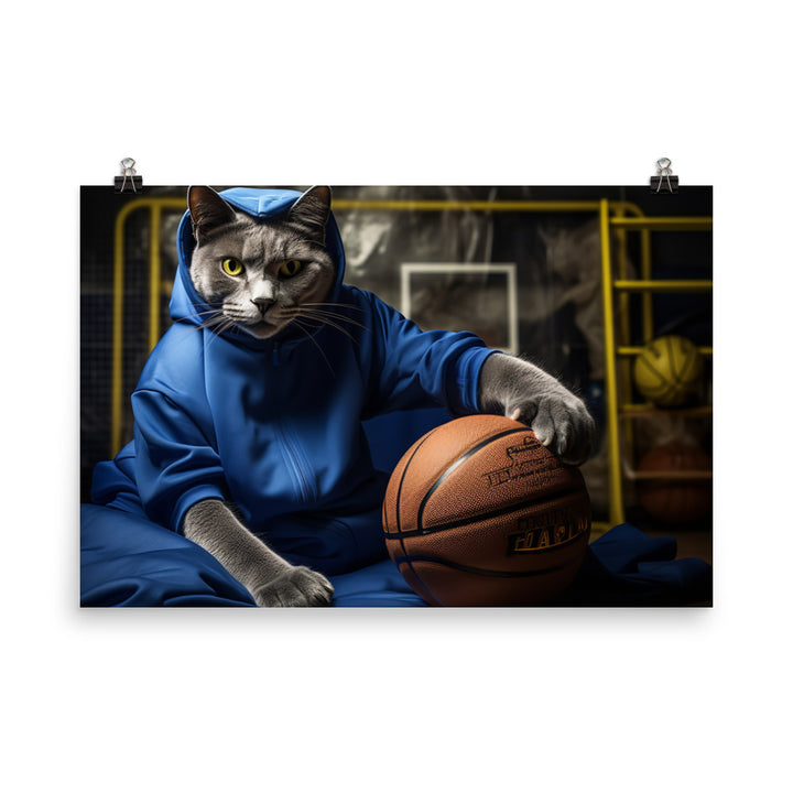 Russian Blue Basketball Photo paper poster - PosterfyAI.com