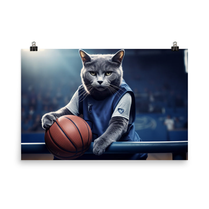 Russian Blue Basketball Photo paper poster - PosterfyAI.com