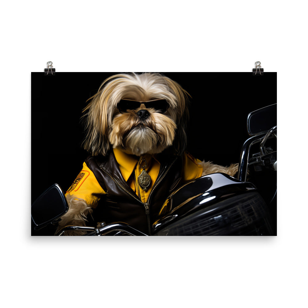 Lhasa Apso Superbike Athlete Photo paper poster - PosterfyAI.com
