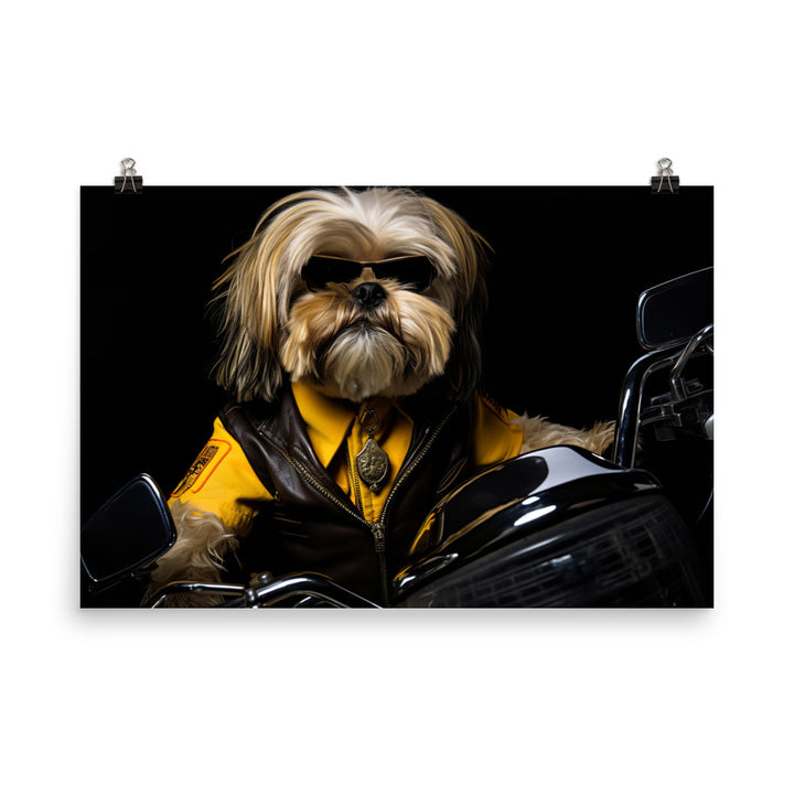 Lhasa Apso Superbike Athlete Photo paper poster - PosterfyAI.com