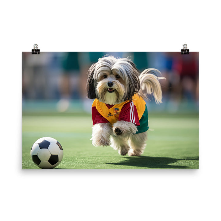 Lhasa Apso Football Player Photo paper poster - PosterfyAI.com