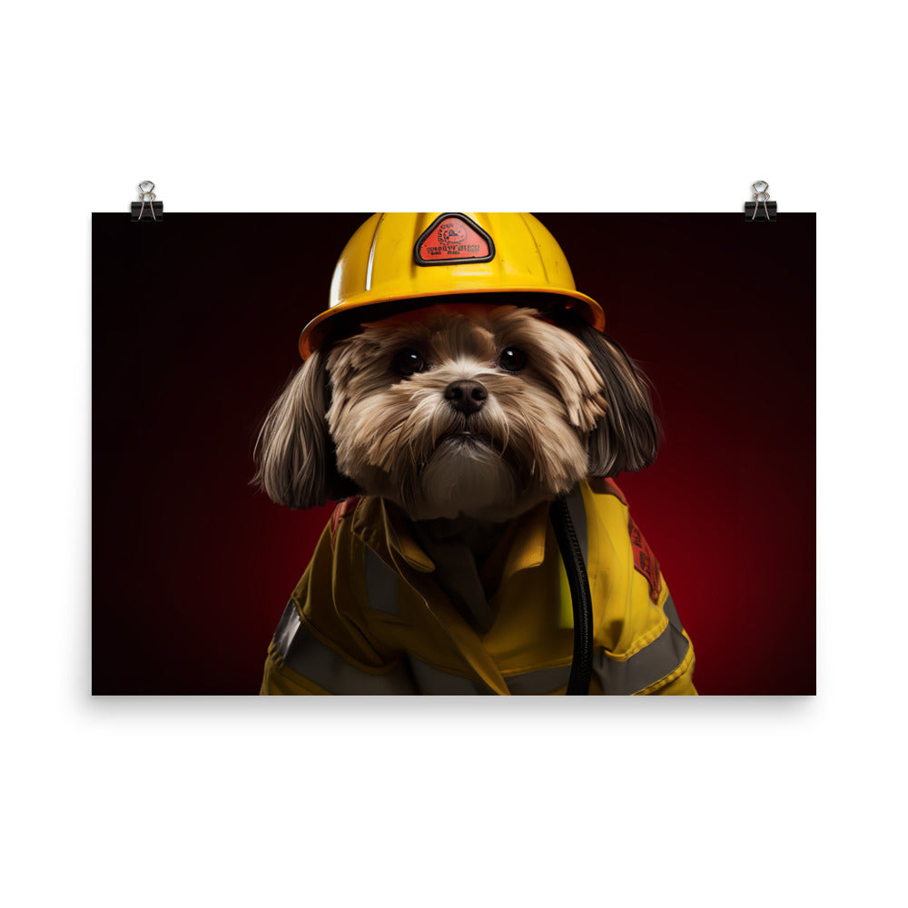 Lhasa Apso Firefighter Photo paper poster - PosterfyAI.com