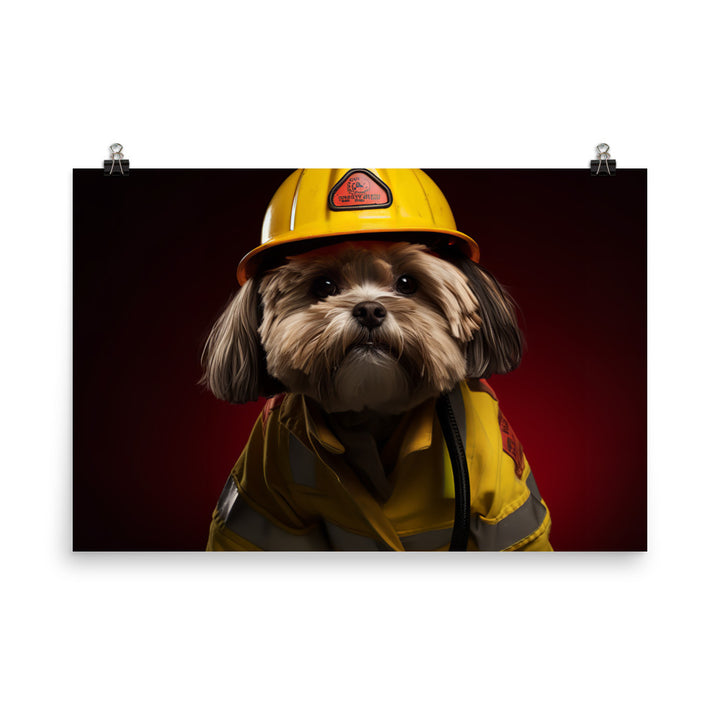 Lhasa Apso Firefighter Photo paper poster - PosterfyAI.com