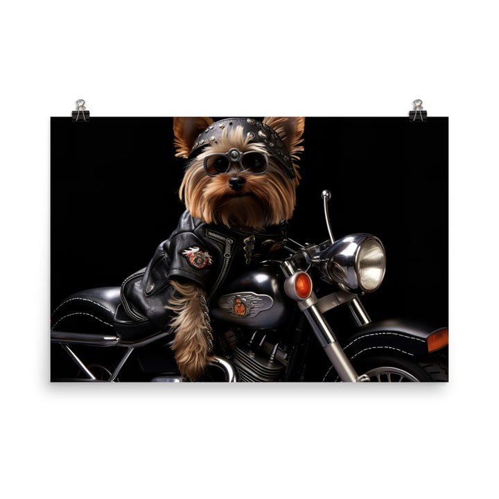 Yorkshire Terrier Superbike Athlete Photo paper poster - PosterfyAI.com