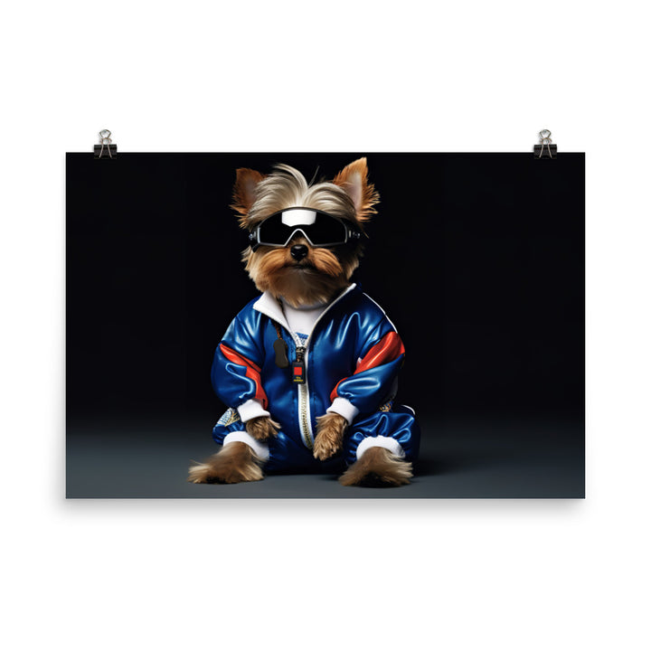 Yorkshire Terrier Motorsport Athlete Photo paper poster - PosterfyAI.com