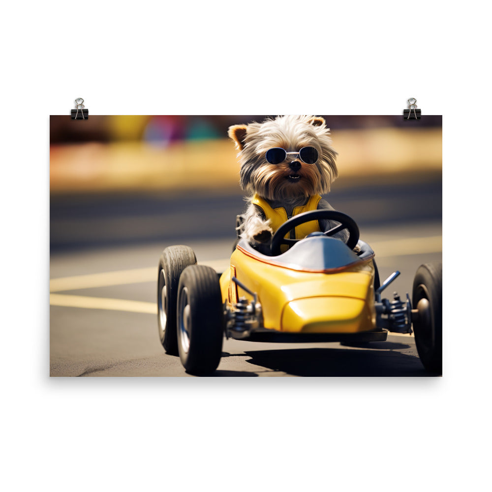 Yorkshire Terrier Motorsport Athlete Photo paper poster - PosterfyAI.com