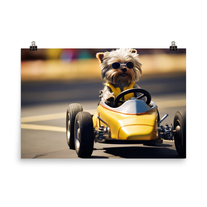 Yorkshire Terrier Motorsport Athlete Photo paper poster - PosterfyAI.com