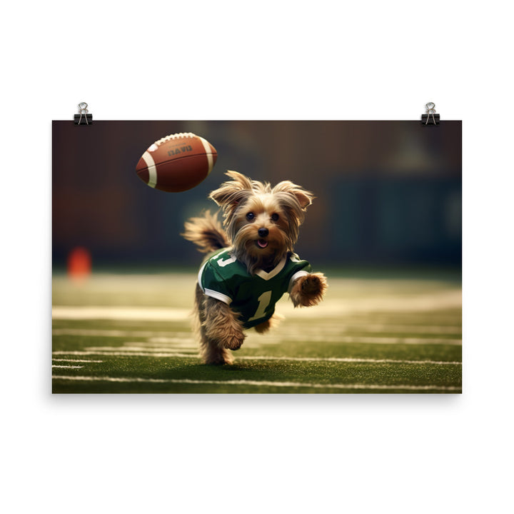 Yorkshire Terrier Football Player Photo paper poster - PosterfyAI.com