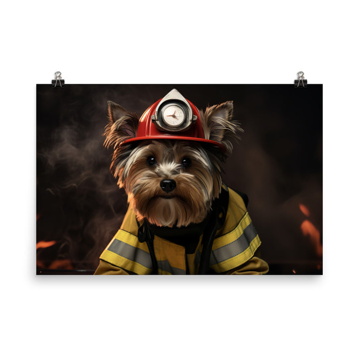 Yorkshire Terrier Firefighter Photo paper poster - PosterfyAI.com