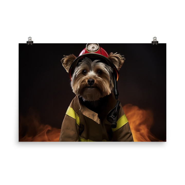 Yorkshire Terrier Firefighter Photo paper poster - PosterfyAI.com
