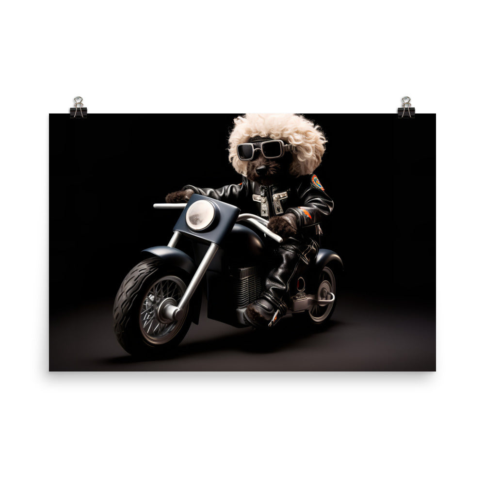 Poodle Superbike Athlete Photo paper poster - PosterfyAI.com