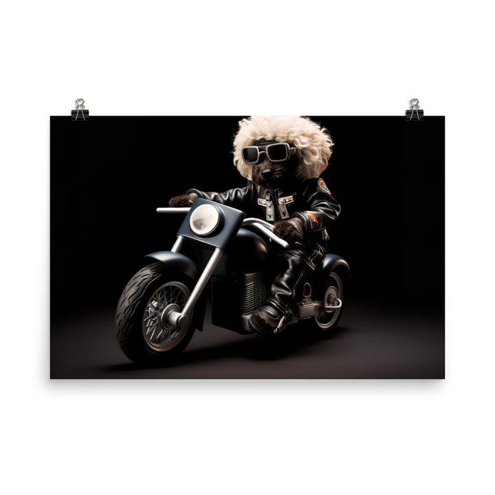 Poodle Superbike Athlete Photo paper poster - PosterfyAI.com