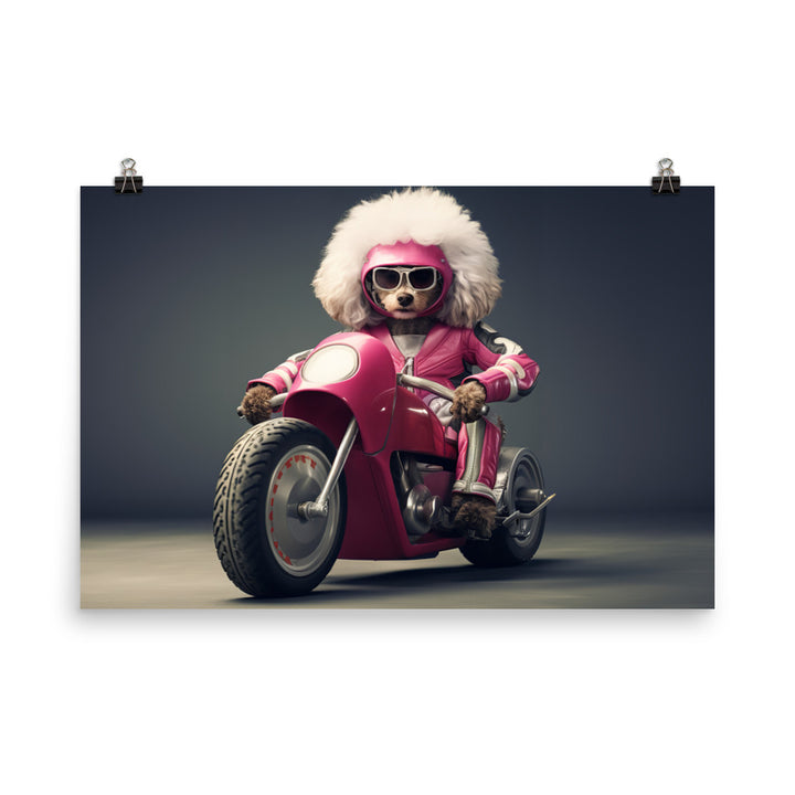 Poodle Superbike Athlete Photo paper poster - PosterfyAI.com