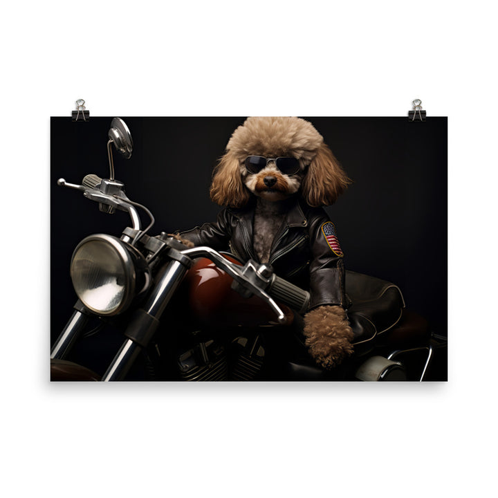 Poodle Superbike Athlete Photo paper poster - PosterfyAI.com
