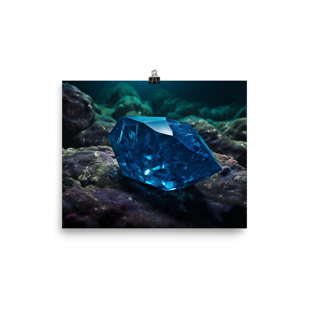 A vivid blue diamond photo paper poster - Posterfy.AI