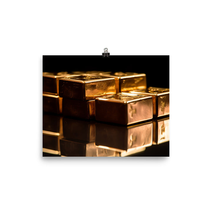 A stack of gold bricks photo paper poster - Posterfy.AI