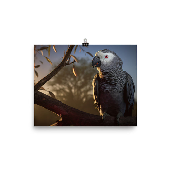 Elegant African Grey Parrot photo paper poster - Posterfy.AI