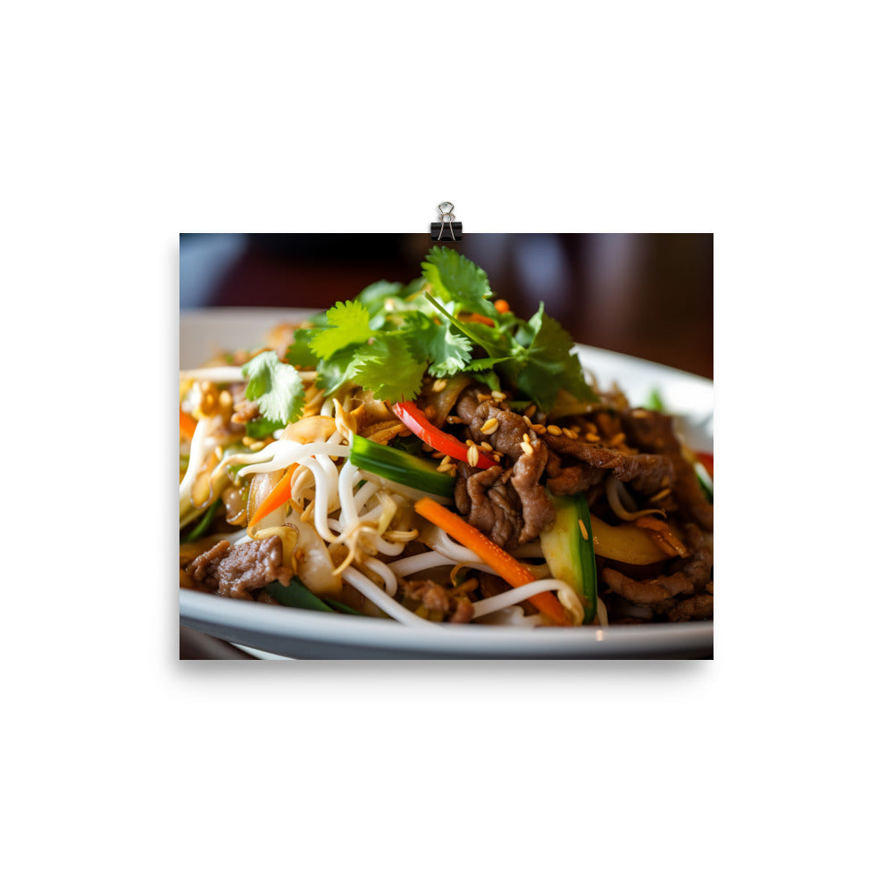 Savory Pad Thai with Beef photo paper poster - Posterfy.AI