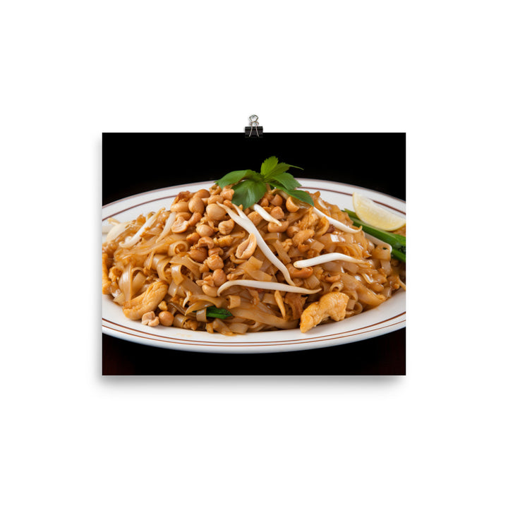 Mouthwatering Pad Thai with Chicken photo paper poster - Posterfy.AI