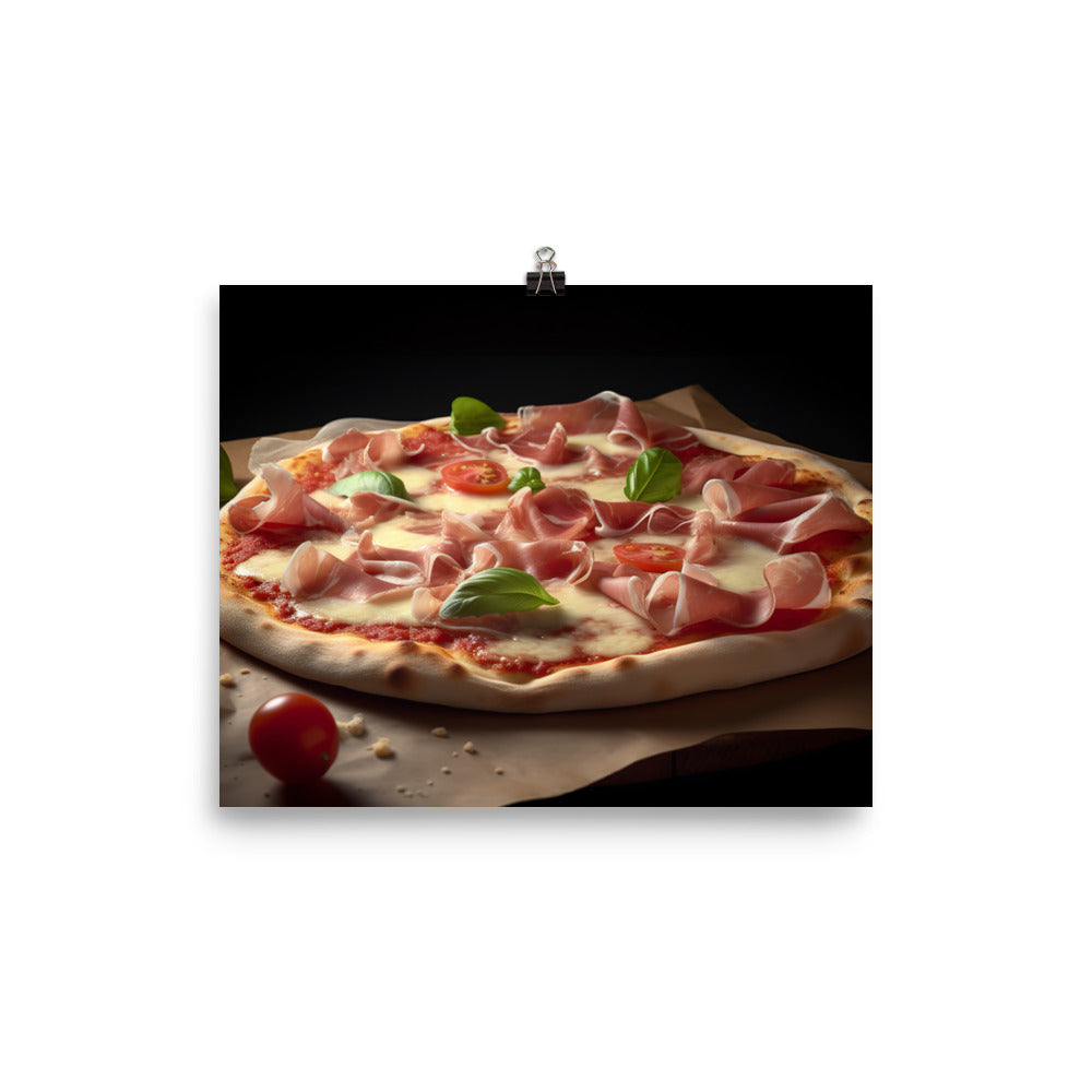 Parma Ham and Mozzarella Pizza photo paper poster - Posterfy.AI