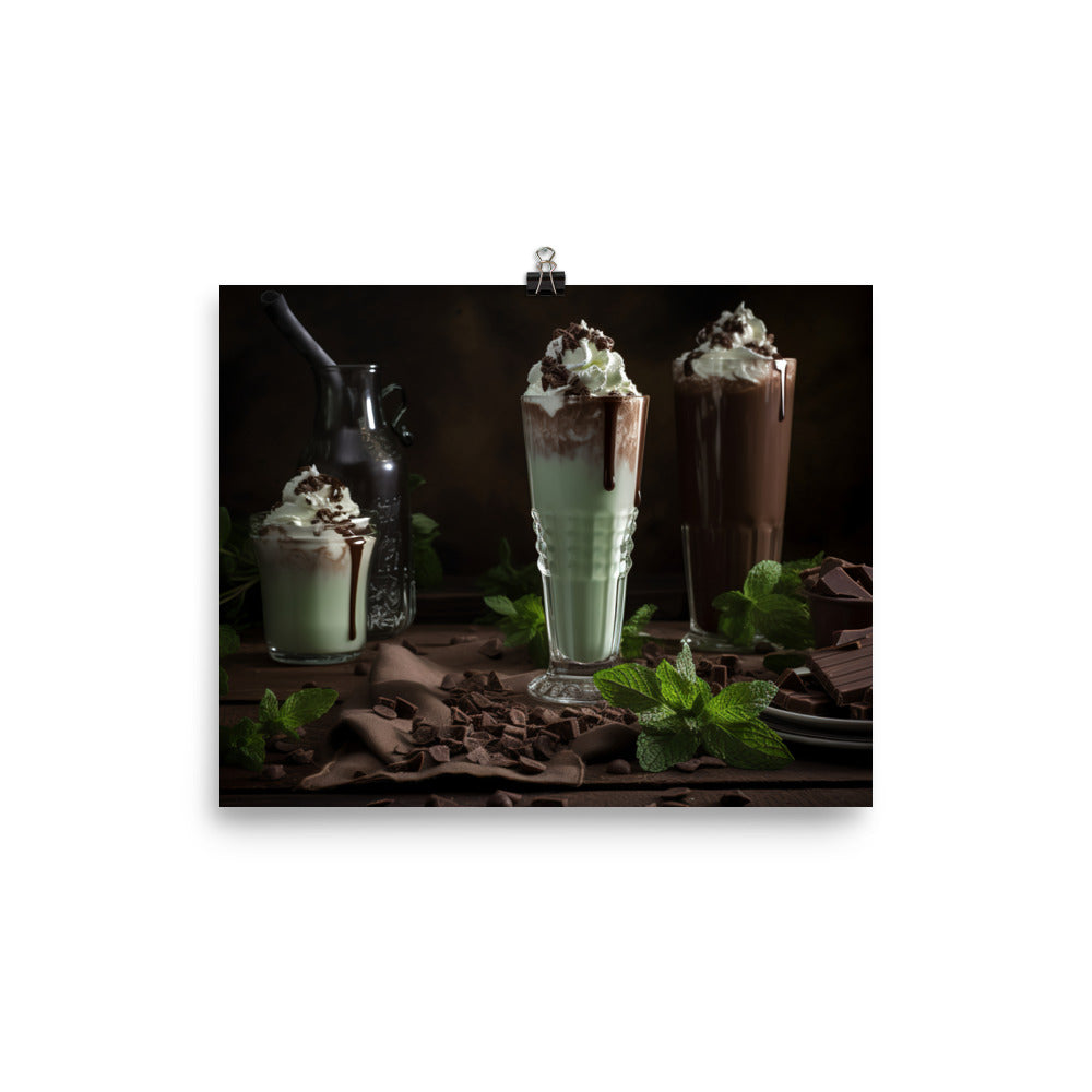 Mint Chocolate Chip Milkshake photo paper poster - Posterfy.AI