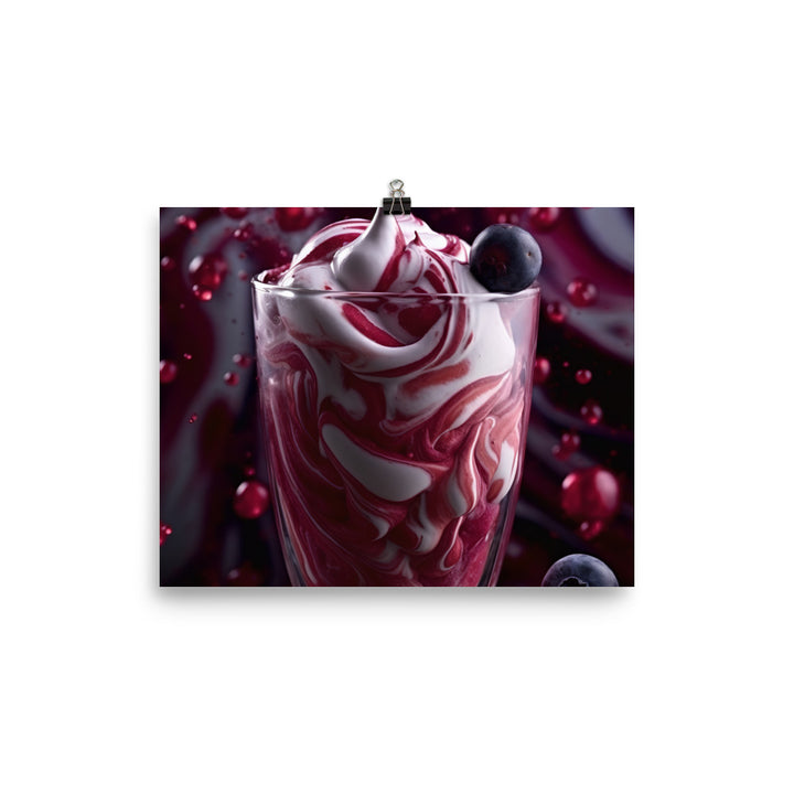 Berry Blast Milkshake with a swirled pattern photo paper poster - Posterfy.AI