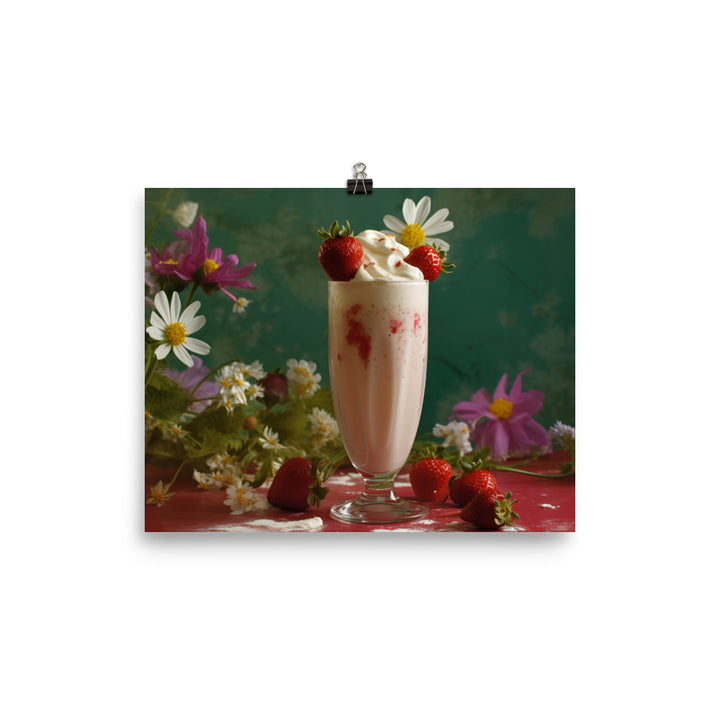 Strawberry shortcake milkshake photo paper poster - Posterfy.AI